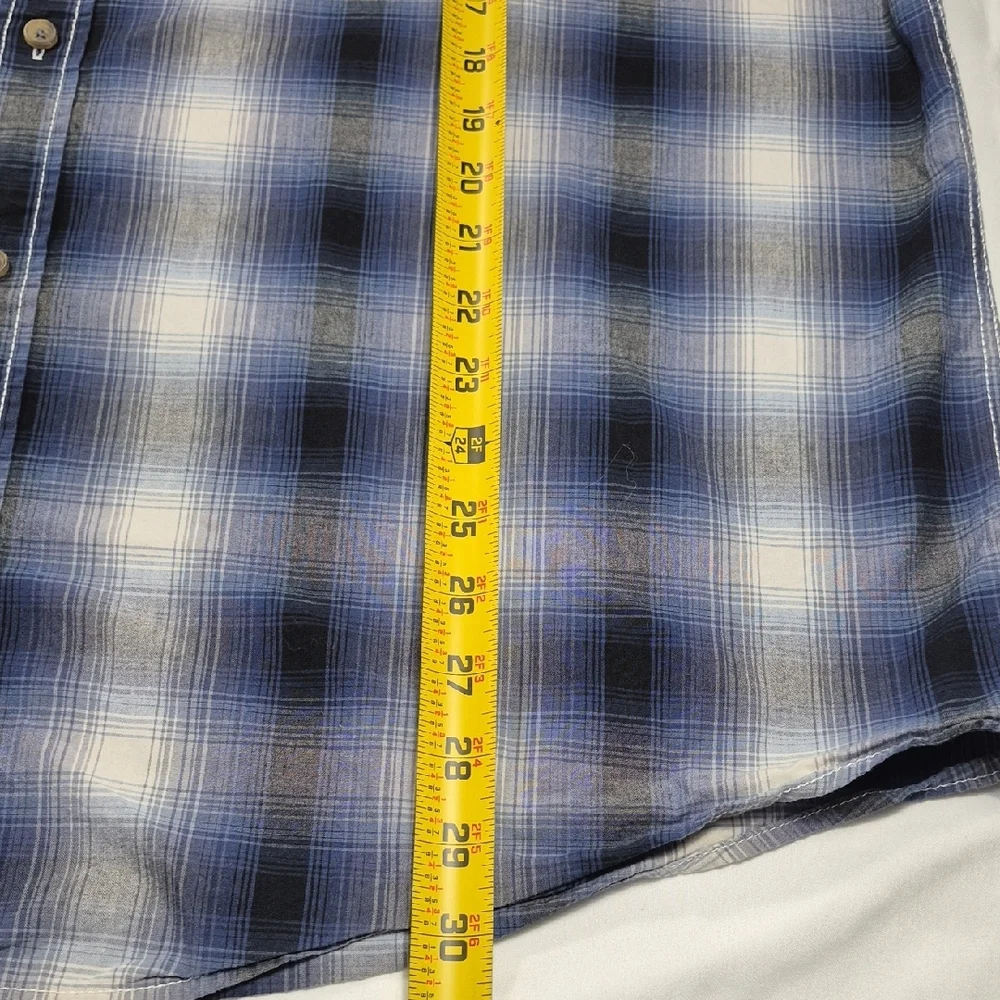 American Rag Men's XXL Long Sleeve Button Down Plaid Shirt - Blue and White - Picture 4 of 15